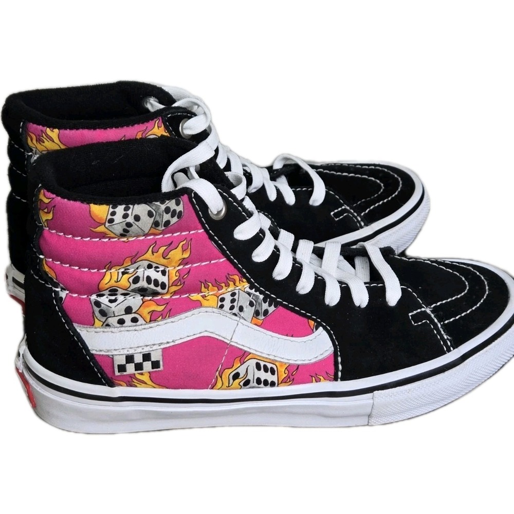 Vans Skate Sk8-Hi Fuchsia Fedora Dice Flame Size 5 Mens gamble casino Skate Y2K